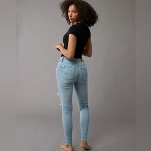 AMERICAN Eagle ♥︎ Highest RISE jegging • Light Blue Distressed Skinny Jeans